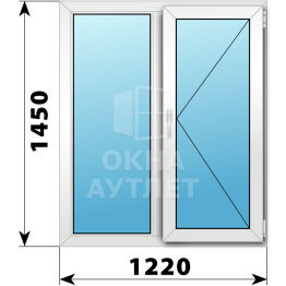 Двухстворчатое пластиковое окно 1220×1450 Г-П ОА-38695