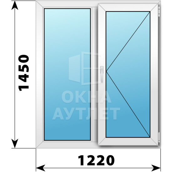 Двухстворчатое пластиковое окно 1220×1450 Г-П ОА-38695