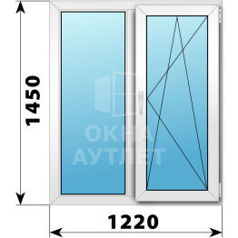 Двухстворчатое пластиковое окно 1220×1450 Г-ПО ОА-39979