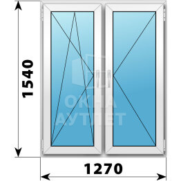 Двухстворчатое пластиковое окно 1270×1540 ПО-П ОА-40315