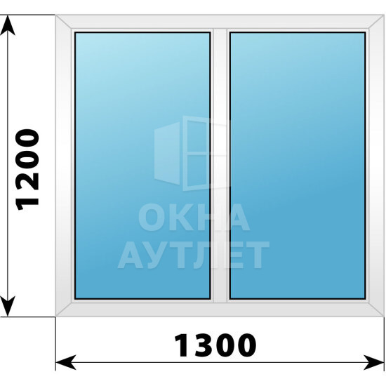 Двухстворчатое пластиковое окно 1300×1200 Г-Г ОА-39454
