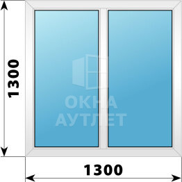 Двухстворчатое пластиковое окно 1300×1300 Г-Г ОА-39505