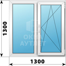 Двухстворчатое пластиковое окно 1300×1300 Г-ПО ОА-39940