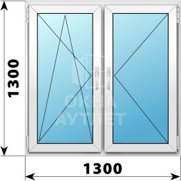 Двухстворчатое пластиковое окно 1300×1300 ПО-П ОА-40192