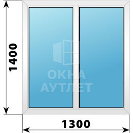Двухстворчатое пластиковое окно 1300×1400 Г-Г ОА-39565