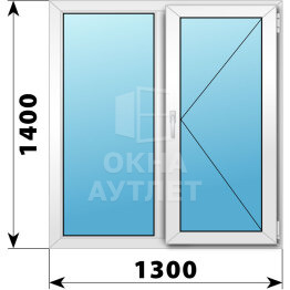 Двухстворчатое пластиковое окно 1300×1400 Г-П ОА-39952