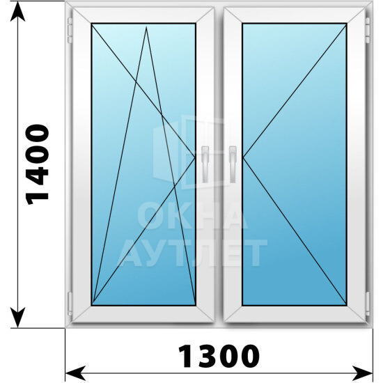 Двухстворчатое пластиковое окно 1300×1400 ПО-П ОА-40270
