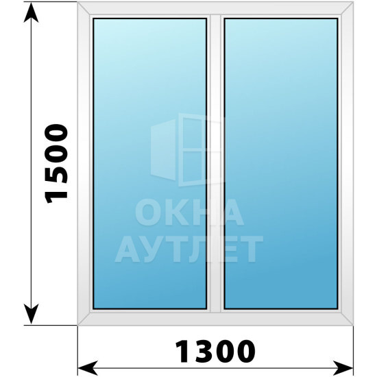 Двухстворчатое пластиковое окно 1300×1500 Г-Г ОА-39637