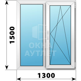 Двухстворчатое пластиковое окно 1300×1500 Г-ПО ОА-38647