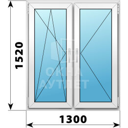 Двухстворчатое пластиковое окно 1300×1520 ПО-П ОА-38461