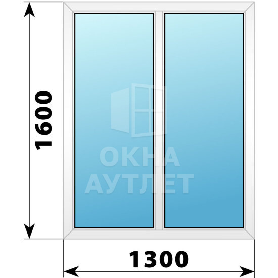 Двухстворчатое пластиковое окно 1300×1600 Г-Г ОА-39727