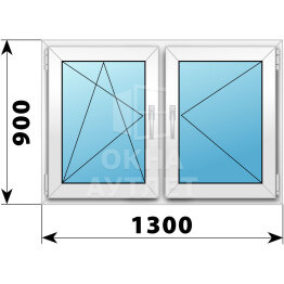 Двухстворчатое пластиковое окно 1300×900 ПО-П ОА-38959