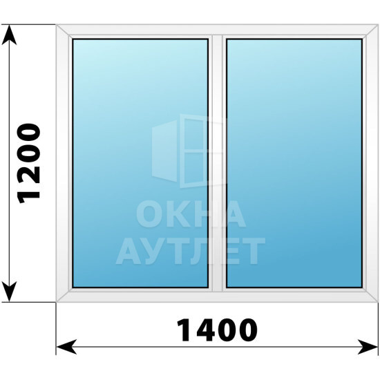 Двухстворчатое пластиковое окно 1400×1200 Г-Г ОА-38830