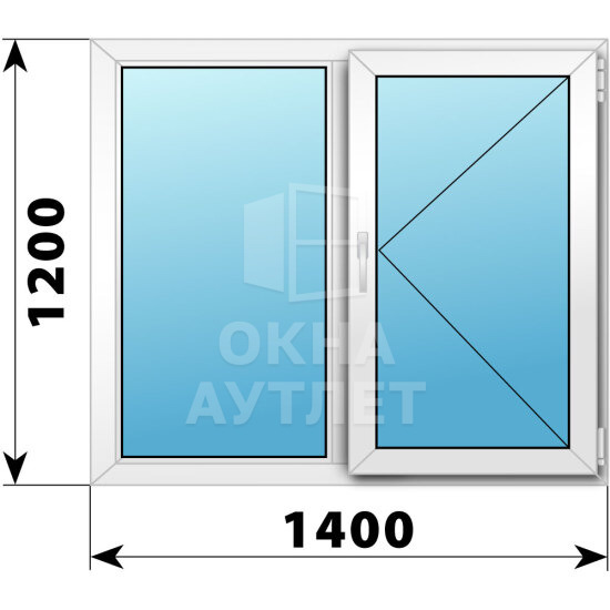 Двухстворчатое пластиковое окно 1400×1200 Г-П ОА-39886