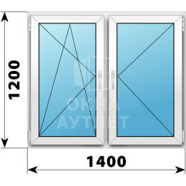 Двухстворчатое пластиковое окно 1400×1200 ПО-П ОА-40186