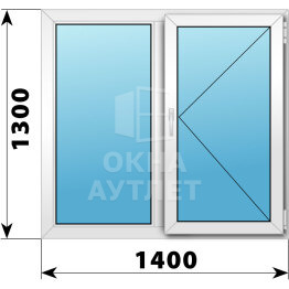 Двухстворчатое пластиковое окно 1400×1300 Г-П ОА-39955
