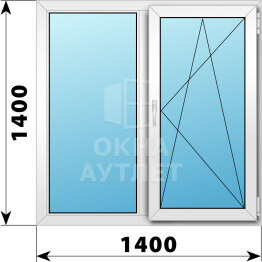 Двухстворчатое пластиковое окно 1400×1400 Г-ПО ОА-40078