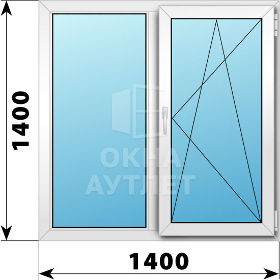Двухстворчатое пластиковое окно 1400×1400 Г-ПО ОА-40078