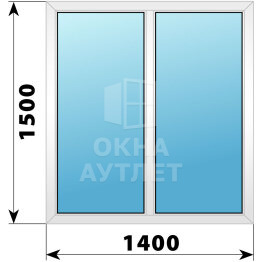 Двухстворчатое пластиковое окно 1400×1500 Г-Г ОА-39712