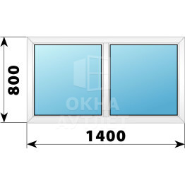 Двухстворчатое пластиковое окно 1400×800 Г-Г ОА-39283