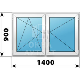 Двухстворчатое пластиковое окно 1400×900 ПО-П ОА-39982