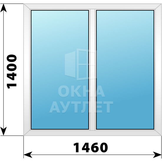 Двухстворчатое пластиковое окно 1460×1400 Г-Г ОА-39751