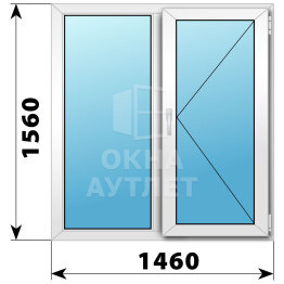 Двухстворчатое пластиковое окно 1460×1560 Г-П ОА-38503