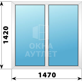 Двухстворчатое пластиковое окно 1470×1420 Г-Г ОА-39685