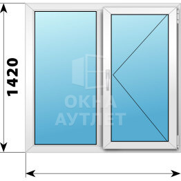 Двухстворчатое пластиковое окно 1470×1420 Г-П ОА-40096