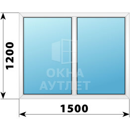 Двухстворчатое пластиковое окно 1500×1200 Г-Г ОА-39553