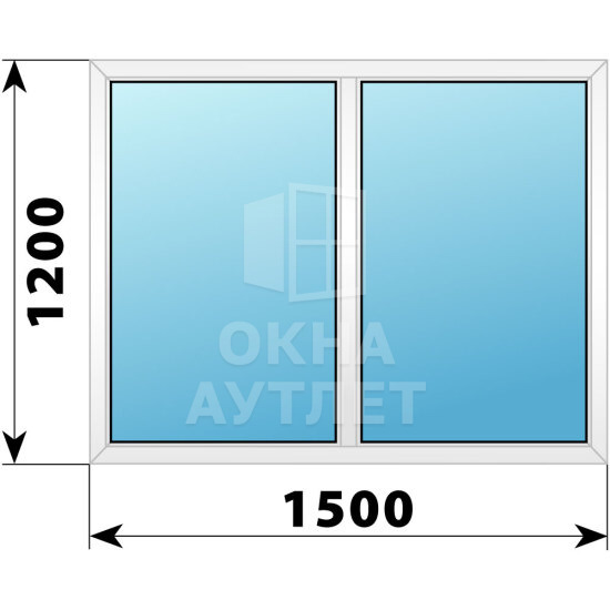 Двухстворчатое пластиковое окно 1500×1200 Г-Г ОА-39553
