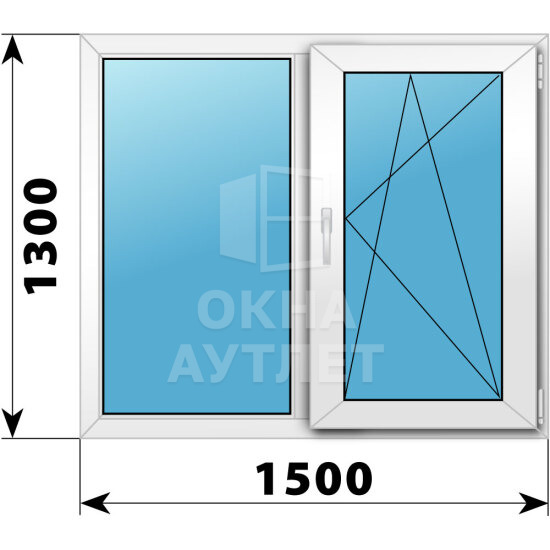 Двухстворчатое пластиковое окно 1500×1300 Г-ПО ОА-38425