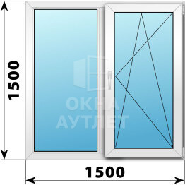 Двухстворчатое пластиковое окно 1500×1500 Г-ПО ОА-38329