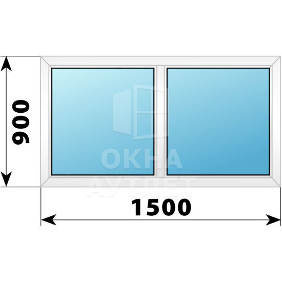 Двухстворчатое пластиковое окно 1500×900 Г-Г ОА-39328