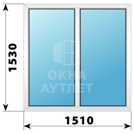 Двухстворчатое пластиковое окно 1510×1530 Г-Г ОА-39793
