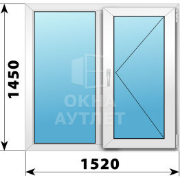 Двухстворчатое пластиковое окно 1520×1450 Г-П ОА-40168