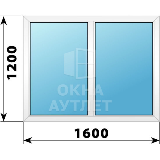 Двухстворчатое пластиковое окно 1600×1200 Г-Г ОА-39604
