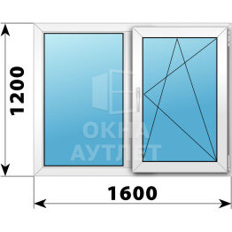 Двухстворчатое пластиковое окно 1600×1200 Г-ПО ОА-40063