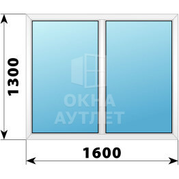 Двухстворчатое пластиковое окно 1600×1300 Г-Г ОА-39691