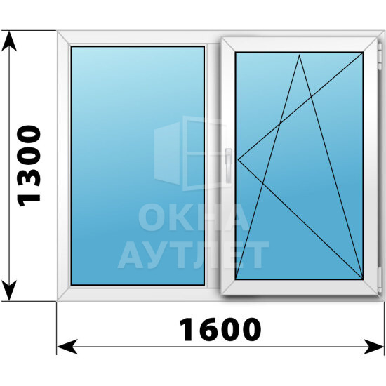 Двухстворчатое пластиковое окно 1600×1300 Г-ПО ОА-40159