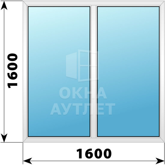 Двухстворчатое пластиковое окно 1600×1600 Г-Г ОА-39889