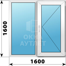 Двухстворчатое пластиковое окно 1600×1600 Г-П ОА-40324