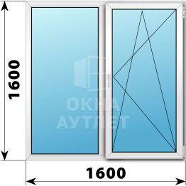 Двухстворчатое пластиковое окно 1600×1600 Г-ПО ОА-40345