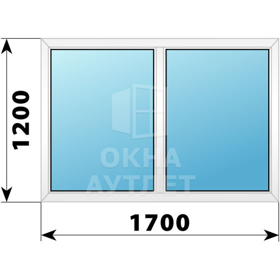Двухстворчатое пластиковое окно 1700×1200 Г-Г ОА-39676