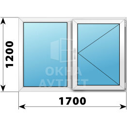 Двухстворчатое пластиковое окно 1700×1200 Г-П ОА-40054