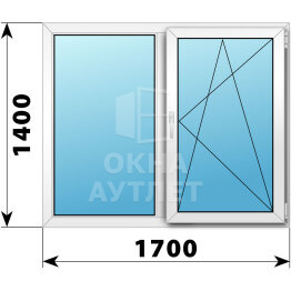Двухстворчатое пластиковое окно 1700×1400 Г-ПО ОА-40276