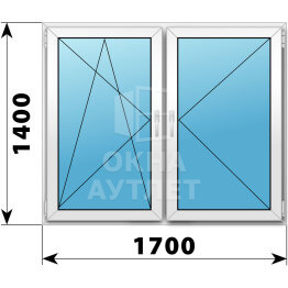 Двухстворчатое пластиковое окно 1700×1400 ПО-П ОА-38057