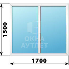 Двухстворчатое пластиковое окно 1700×1500 Г-Г ОА-39871
