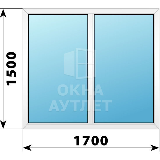 Двухстворчатое пластиковое окно 1700×1500 Г-Г ОА-39871