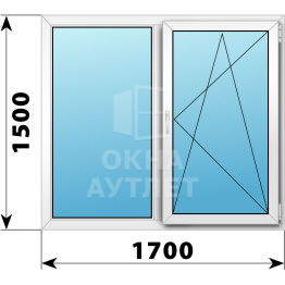 Двухстворчатое пластиковое окно 1700×1500 Г-ПО ОА-38431